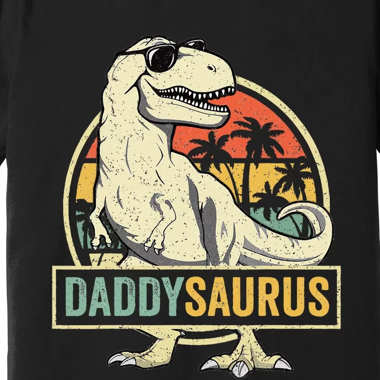 Daddysaurus T Rex Dinosaur Daddy Saurus Fathers Day Gift Dad Premium T-Shirt