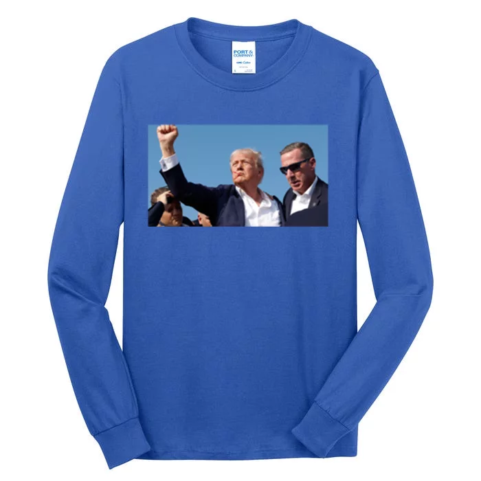 Donald Trump Rally Fist Pump Photo President Memorabilia Gift Tall Long Sleeve T-Shirt