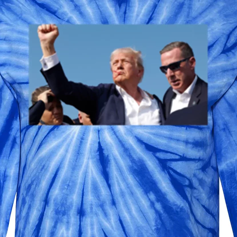 Donald Trump Rally Fist Pump Photo President Memorabilia Gift Tie-Dye Long Sleeve Shirt