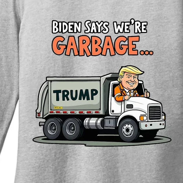 Donald Trump Rides In Garbage Truck Womens CVC Long Sleeve Shirt