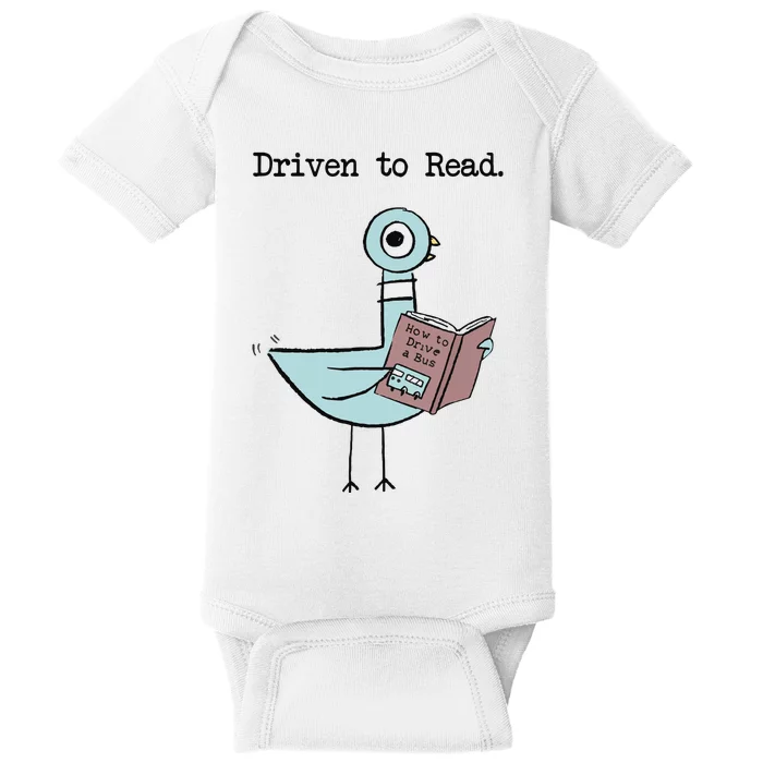 Driven To Read Pigeon Library Reading Books Reader Funny Baby Bodysuit