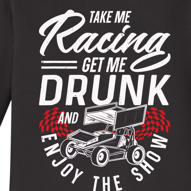 Dirt Track Racing Race Sprint Car Girlfriend Girl Grandma Baby Long Sleeve Bodysuit