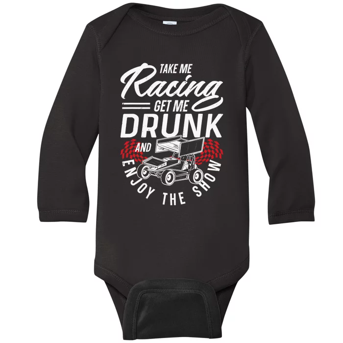 Dirt Track Racing Race Sprint Car Girlfriend Girl Grandma Baby Long Sleeve Bodysuit