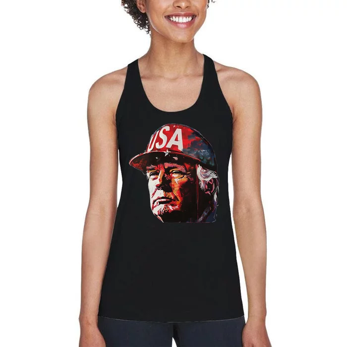 Donald Trump Red Wave Patriot Maga Women's Racerback Tank