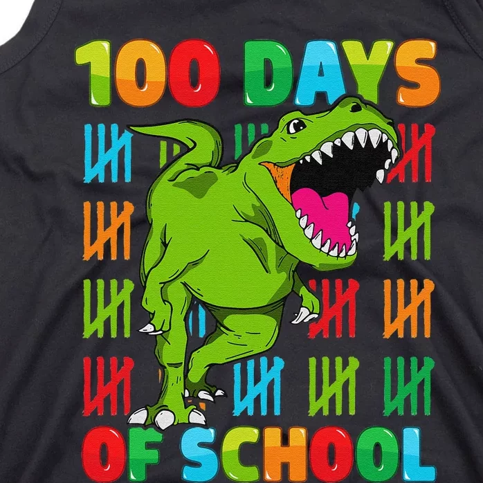 Dinosaur T Rex Happy 100th Day Of School Dino 100 Days Tank Top