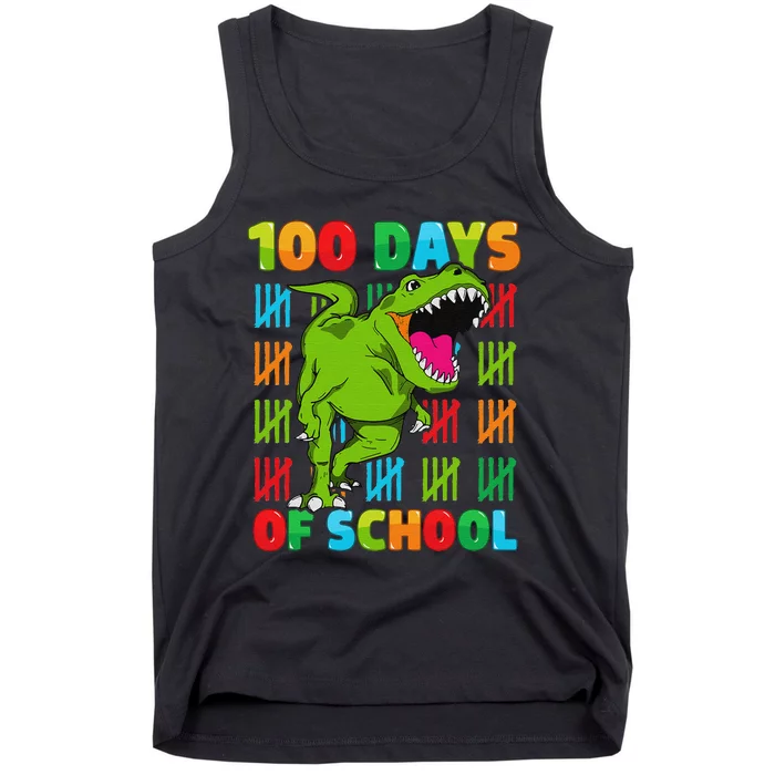 Dinosaur T Rex Happy 100th Day Of School Dino 100 Days Tank Top