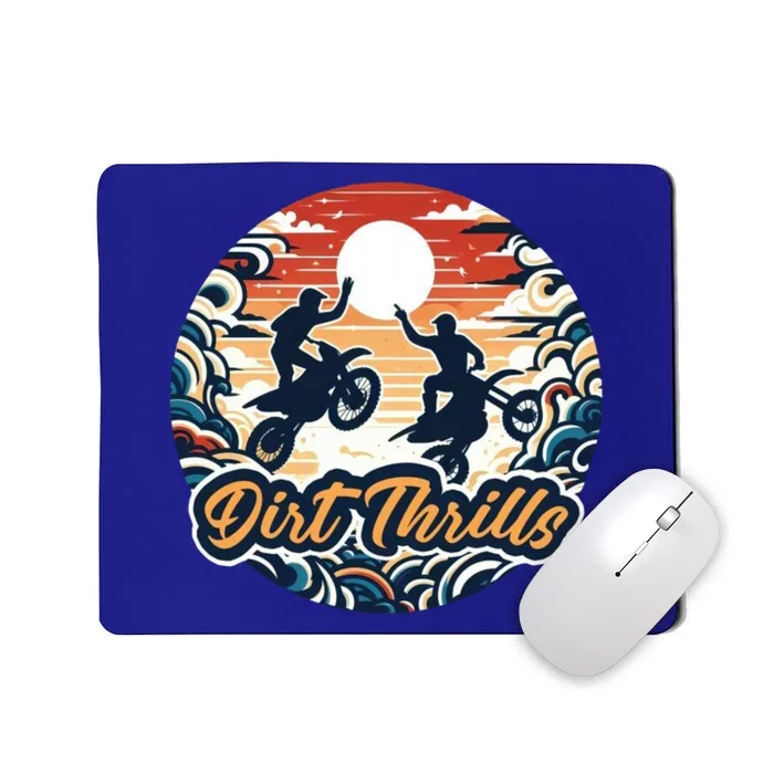 Dirt Thrills Retro Sunset Motocross Mousepad