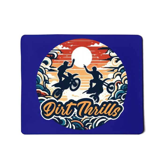 Dirt Thrills Retro Sunset Motocross Mousepad