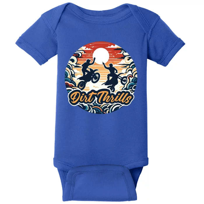 Dirt Thrills Retro Sunset Motocross Baby Bodysuit