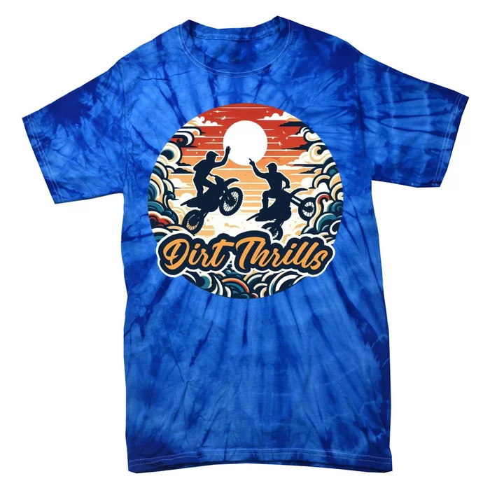 Dirt Thrills Retro Sunset Motocross Tie-Dye T-Shirt