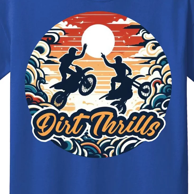 Dirt Thrills Retro Sunset Motocross Kids T-Shirt