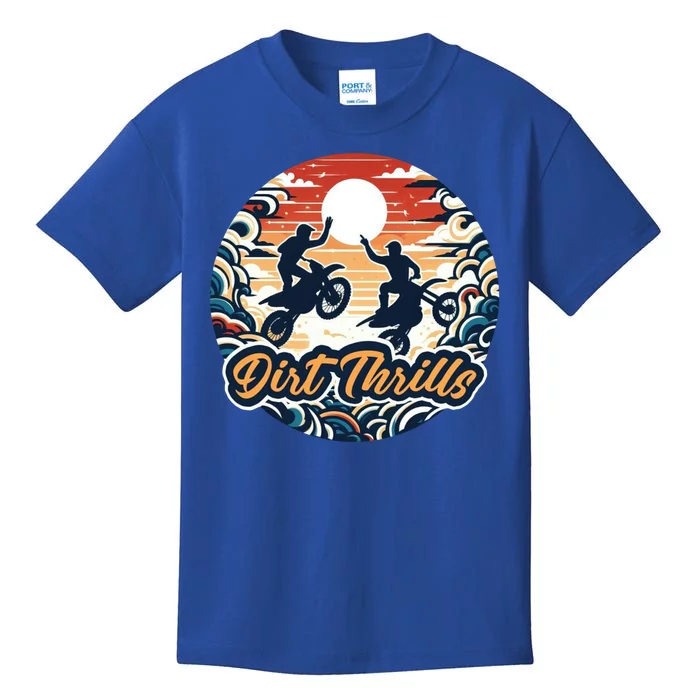 Dirt Thrills Retro Sunset Motocross Kids T-Shirt