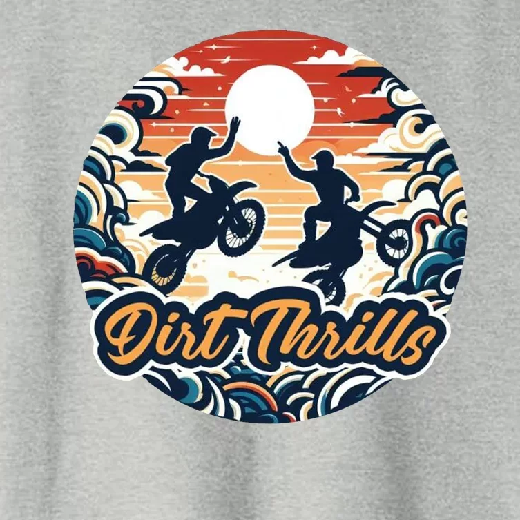 Dirt Thrills Retro Sunset Motocross Women's Crop Top Tee