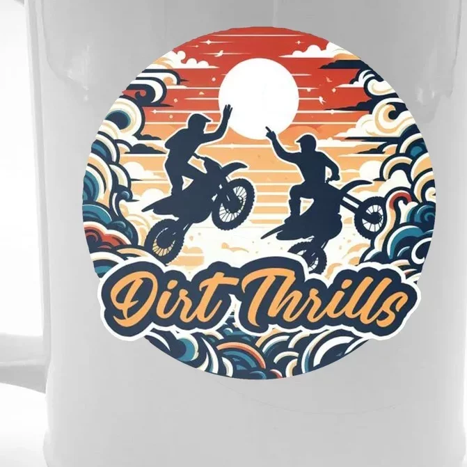 Dirt Thrills Retro Sunset Motocross Front & Back Beer Stein