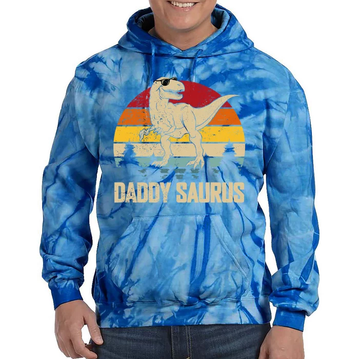 Daddysaurus T Rex Dinosaur Dad FatherS Day Daddy Gift Tie Dye Hoodie