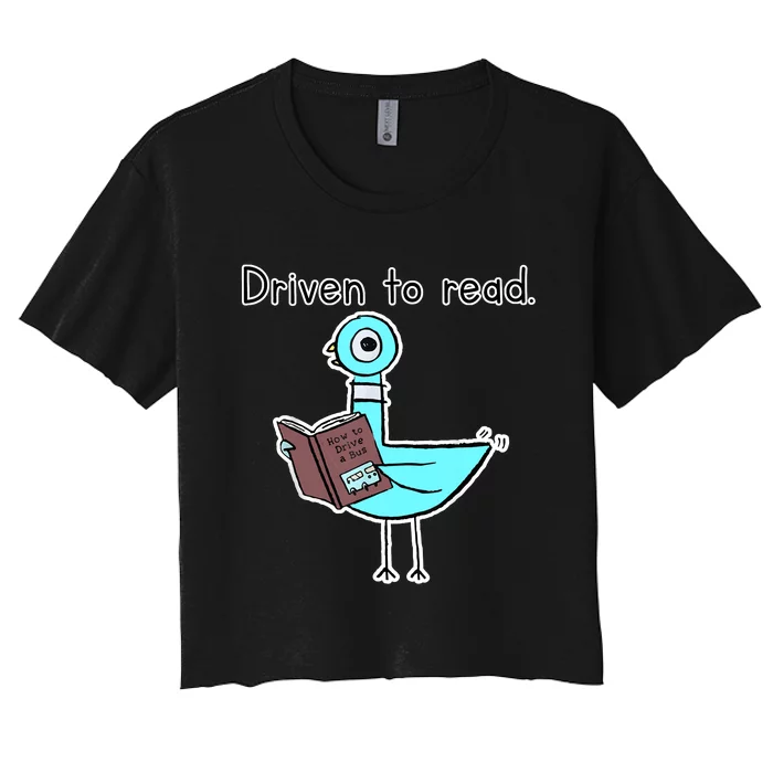 Driven To Read Pigeon Library Reading Books Reader Women's Crop Top Tee