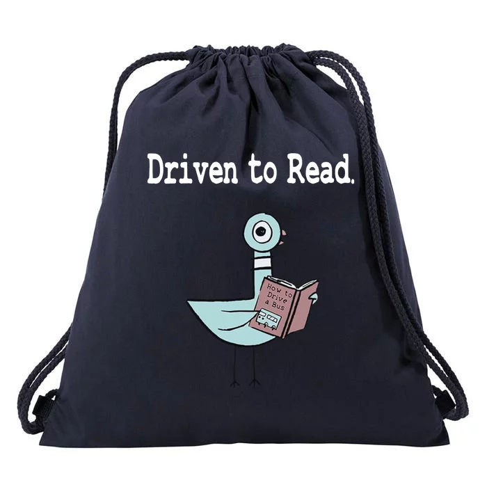 Driven To Read Pigeon Library Book Lover Drawstring Bag