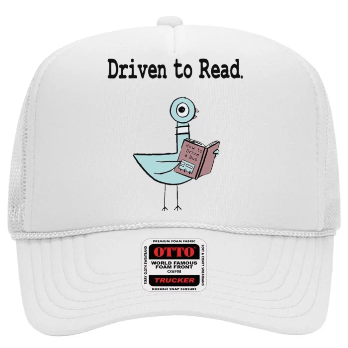 Driven To Read Pigeon Library Book Lover High Crown Mesh Trucker Hat