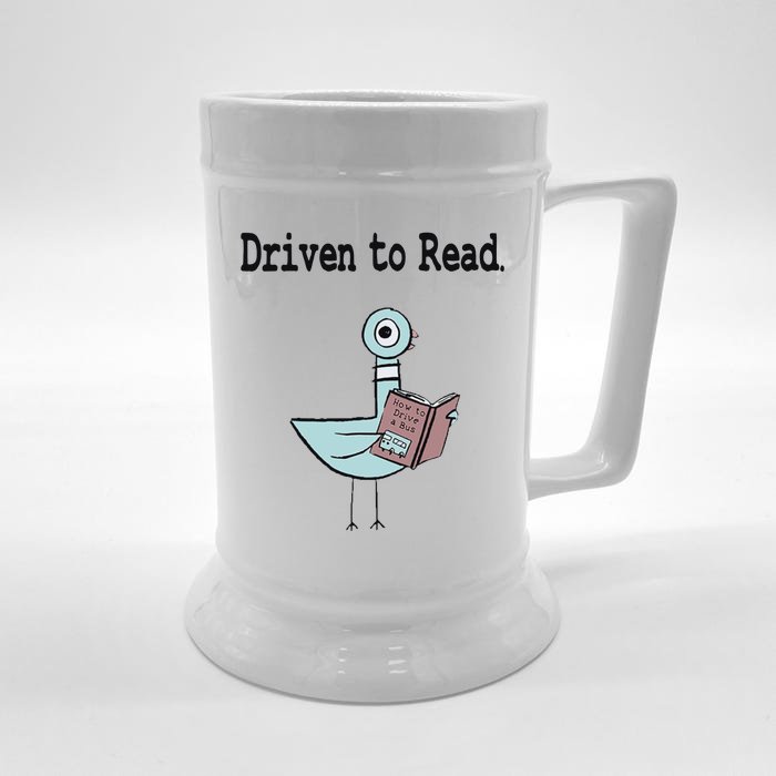 Driven To Read Pigeon Library Book Lover Front & Back Beer Stein