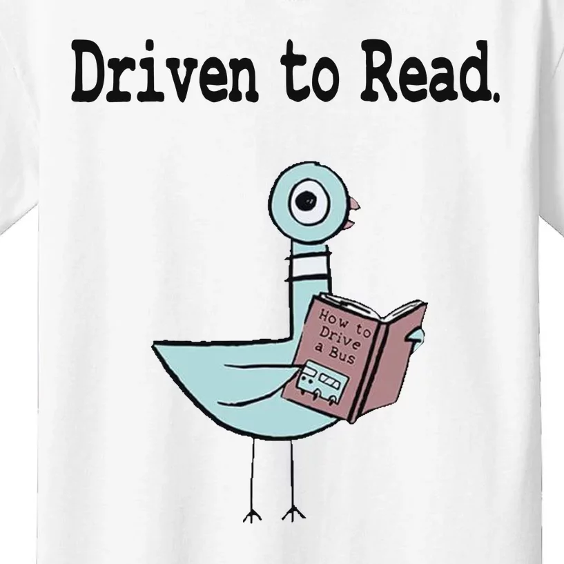 Driven To Read Pigeon Library Book Lover Kids T-Shirt