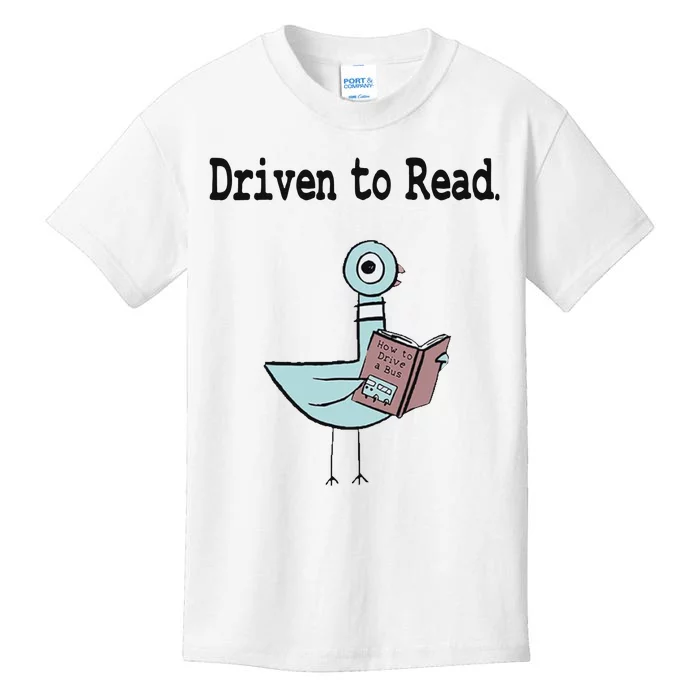 Driven To Read Pigeon Library Book Lover Kids T-Shirt