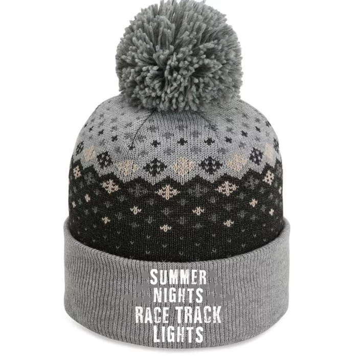 Dirt Track Racing Summer Nights Racetrack Lights Meaningful Gift The Baniff Cuffed Pom Beanie