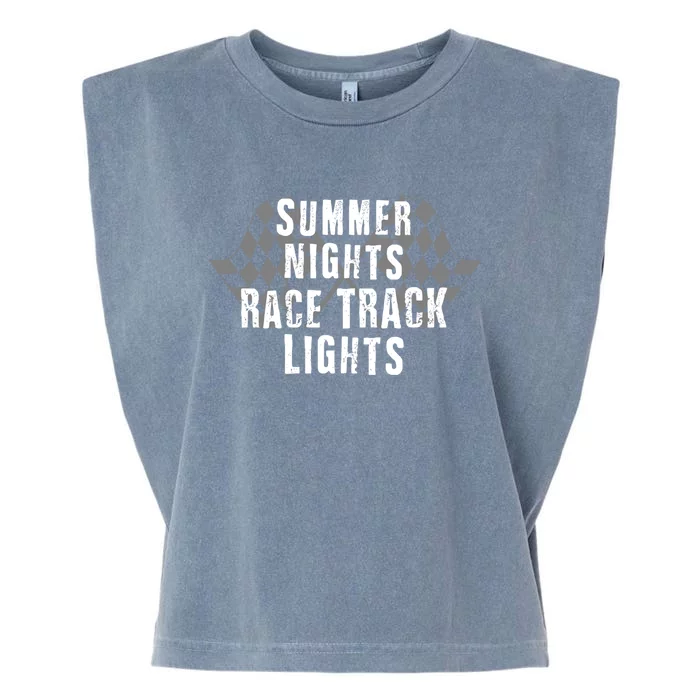 Dirt Track Racing Summer Nights Racetrack Lights Meaningful Gift Garment-Dyed Women's Muscle Tee