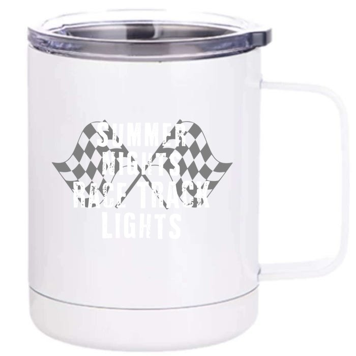 Dirt Track Racing Summer Nights Racetrack Lights Meaningful Gift Front & Back 12oz Stainless Steel Tumbler Cup