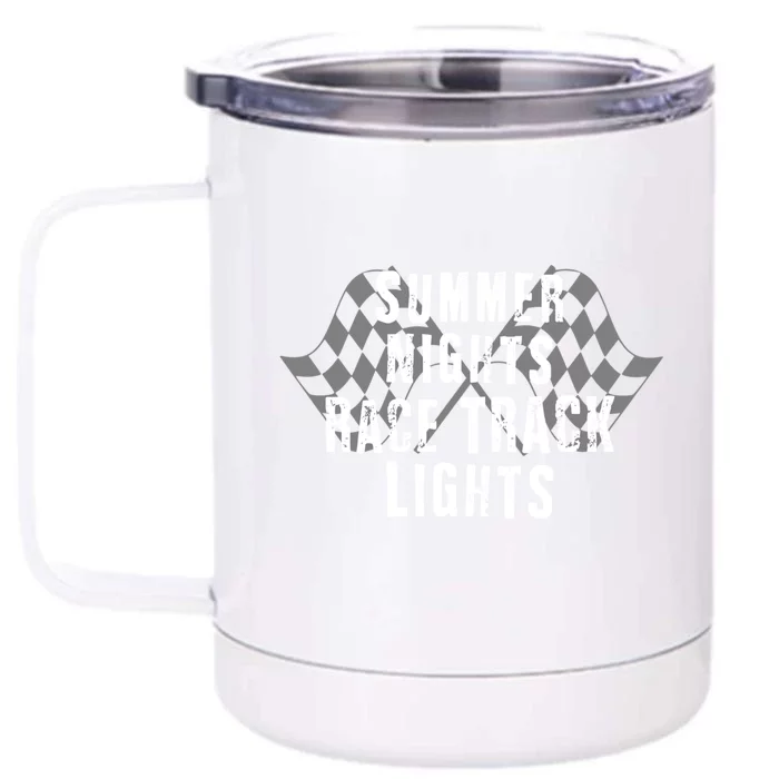 Dirt Track Racing Summer Nights Racetrack Lights Meaningful Gift Front & Back 12oz Stainless Steel Tumbler Cup