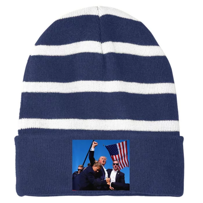 Donald Trump Rally Pray For President Trump God Bless Trump Premium Striped Beanie with Solid Band