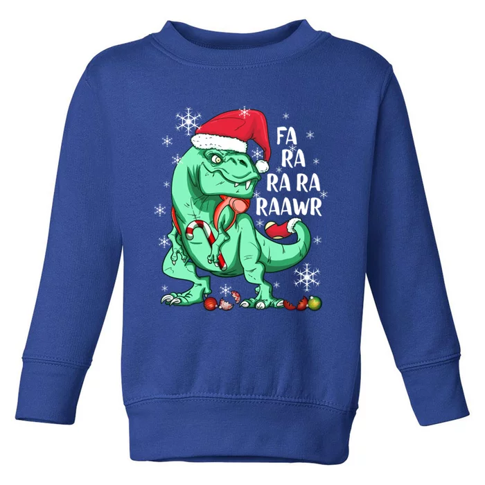 Dinosaur T Rex In Santa Hat Fa Ra Rawr Christmas Cute Gift Toddler Sweatshirt