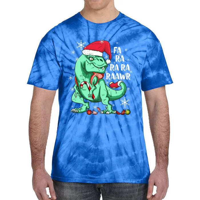 Dinosaur T Rex In Santa Hat Fa Ra Rawr Christmas Cute Gift Tie-Dye T-Shirt