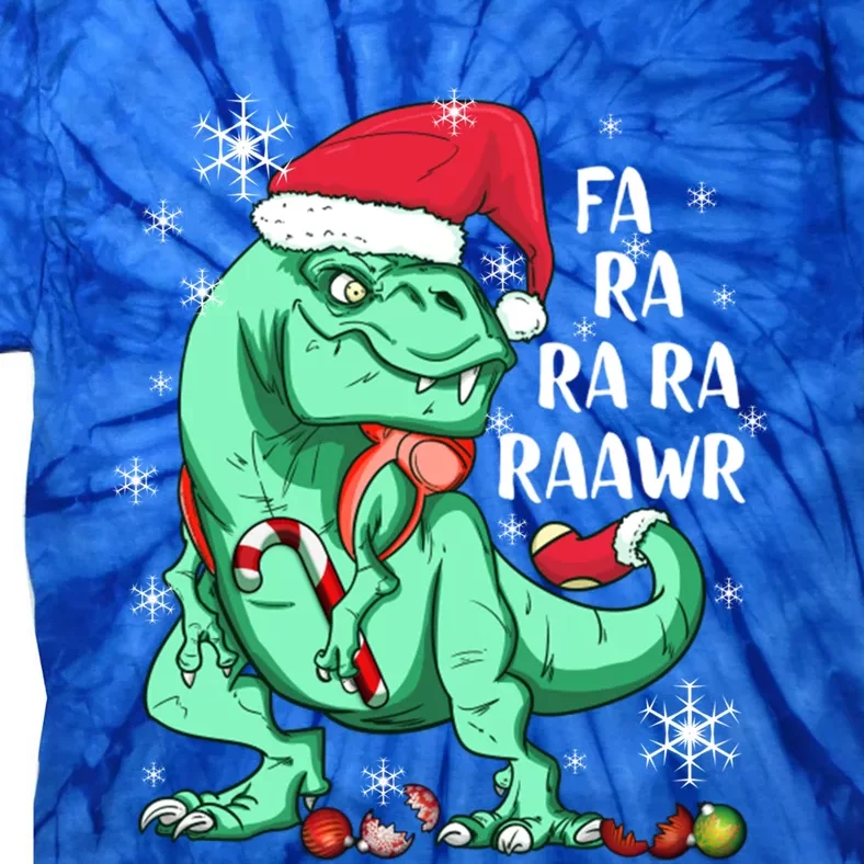 Dinosaur T Rex In Santa Hat Fa Ra Rawr Christmas Cute Gift Tie-Dye T-Shirt