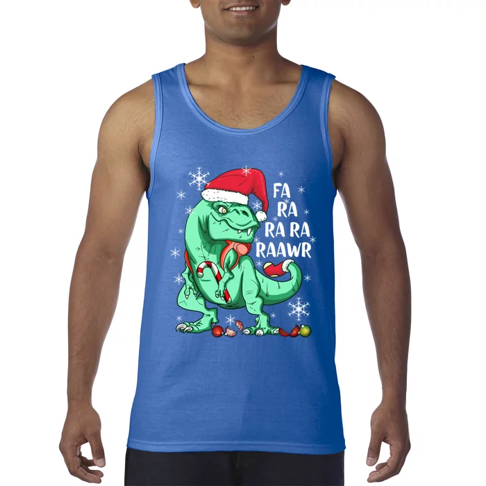 Dinosaur T Rex In Santa Hat Fa Ra Rawr Christmas Cute Gift Tank Top