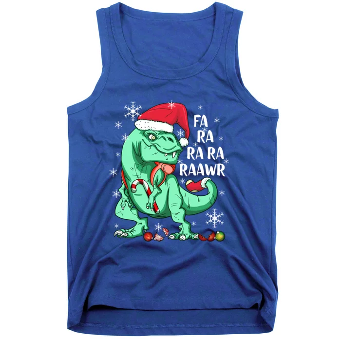 Dinosaur T Rex In Santa Hat Fa Ra Rawr Christmas Cute Gift Tank Top