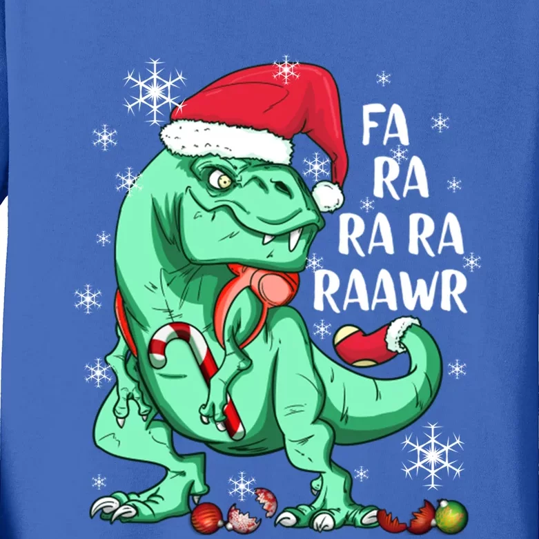 Dinosaur T Rex In Santa Hat Fa Ra Rawr Christmas Cute Gift Kids Long Sleeve Shirt