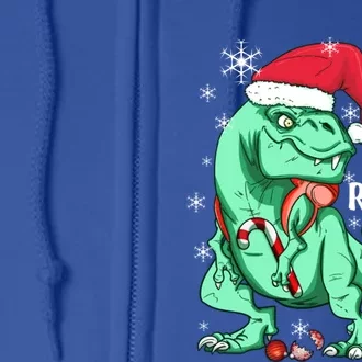 Dinosaur T Rex In Santa Hat Fa Ra Rawr Christmas Cute Gift Full Zip Hoodie