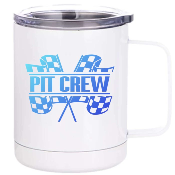 Dirt Track Racing Pit Crew Race Car Team Checker Flag Meaningful Gift Front & Back 12oz Stainless Steel Tumbler Cup