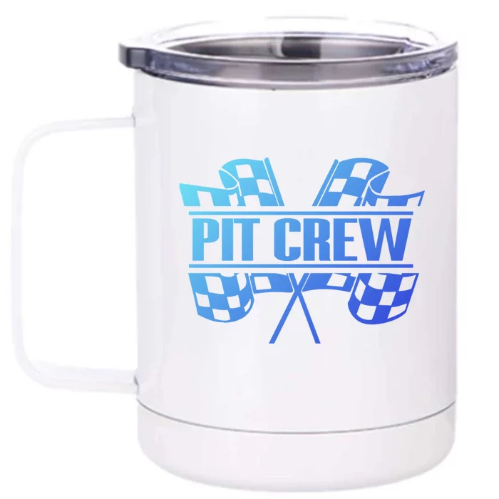 Dirt Track Racing Pit Crew Race Car Team Checker Flag Meaningful Gift Front & Back 12oz Stainless Steel Tumbler Cup