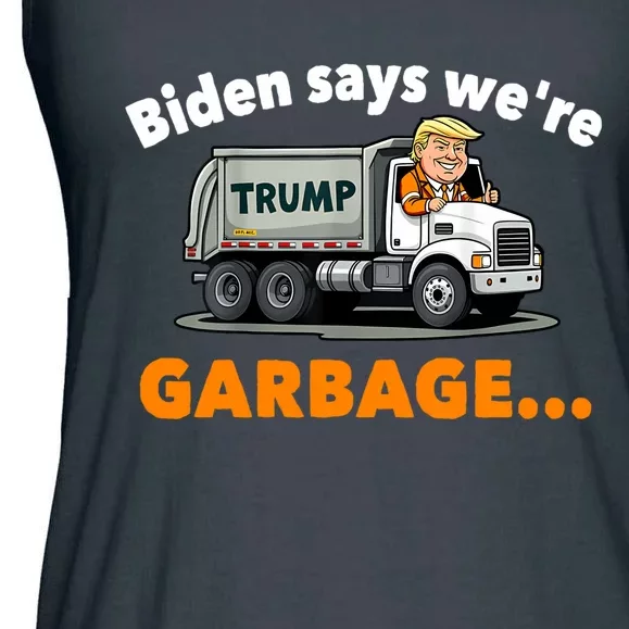 Donald Trump Rides A Garbage Truck Ladies Essential Flowy Tank