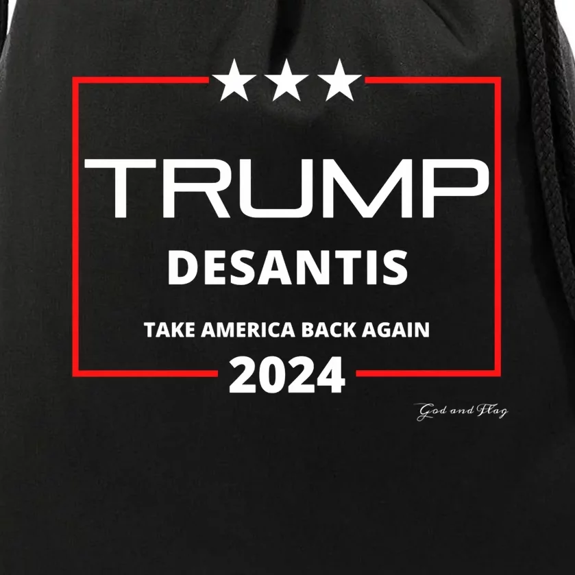 Donald Trump Ron Desantis 2024 Take America Back Again Usa Drawstring Bag