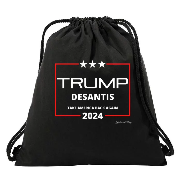 Donald Trump Ron Desantis 2024 Take America Back Again Usa Drawstring Bag