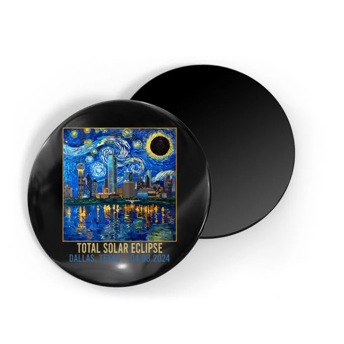 Dallas Texas Skyline Artistic Total Solar Eclipse 2024 Magnet