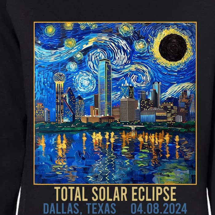 Dallas Texas Skyline Artistic Total Solar Eclipse 2024 Womens California Wash Sweatshirt