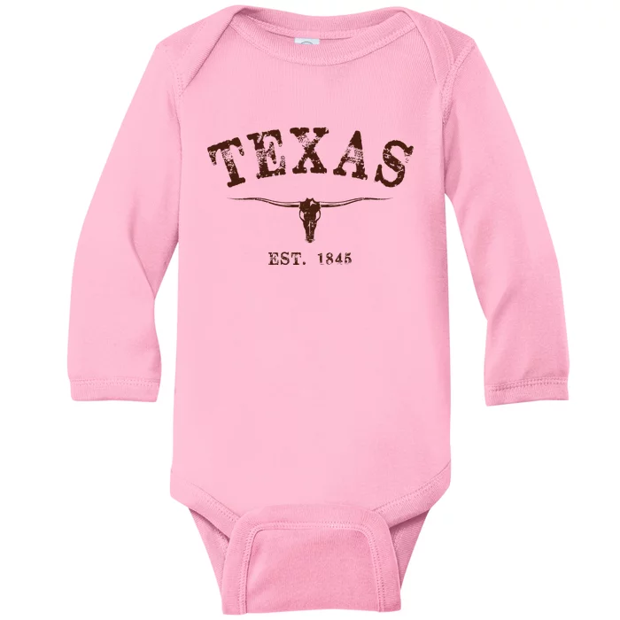 Distressed Texas State Baby Long Sleeve Bodysuit