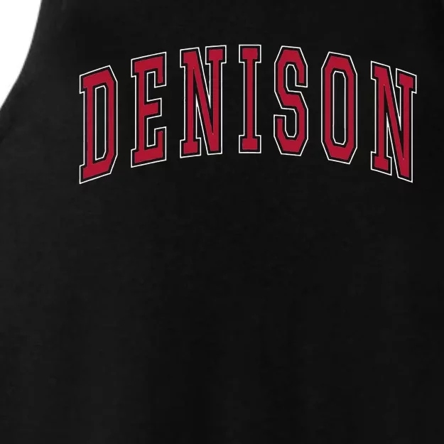 Denison Texas Souvenir College Style Red Text Ladies Tri-Blend Wicking Tank