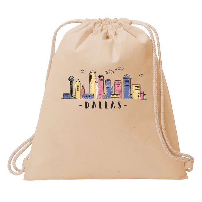 Dallas Texas Skyline Vintage Dallas Tx Drawstring Bag