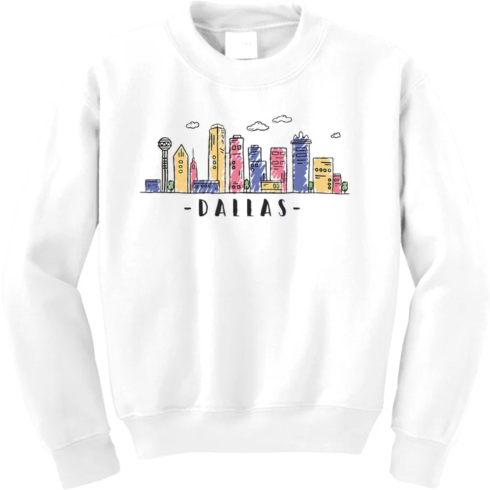 Dallas Texas Skyline Vintage Dallas Tx Kids Sweatshirt