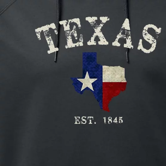 Distressed Texas State Flag Map Performance Fleece Hoodie