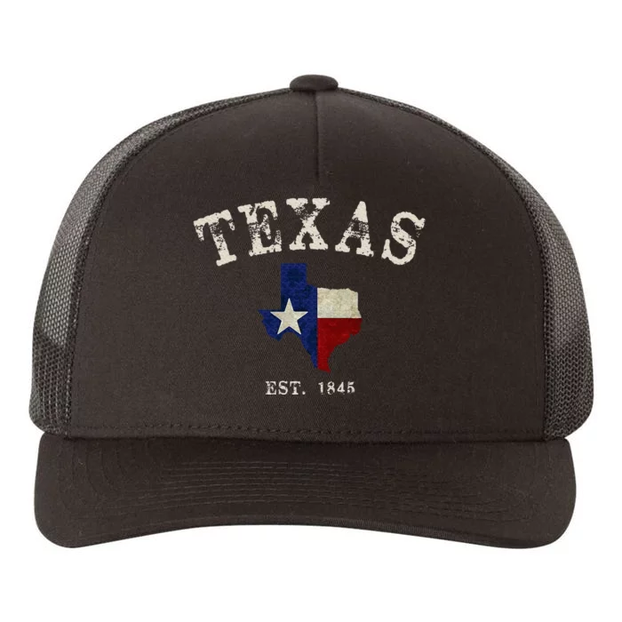 Distressed Texas State Flag Map Yupoong Adult 5-Panel Trucker Hat